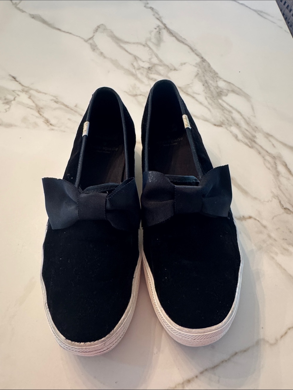 Black Bow Slip-On Platform Sneakers for Women